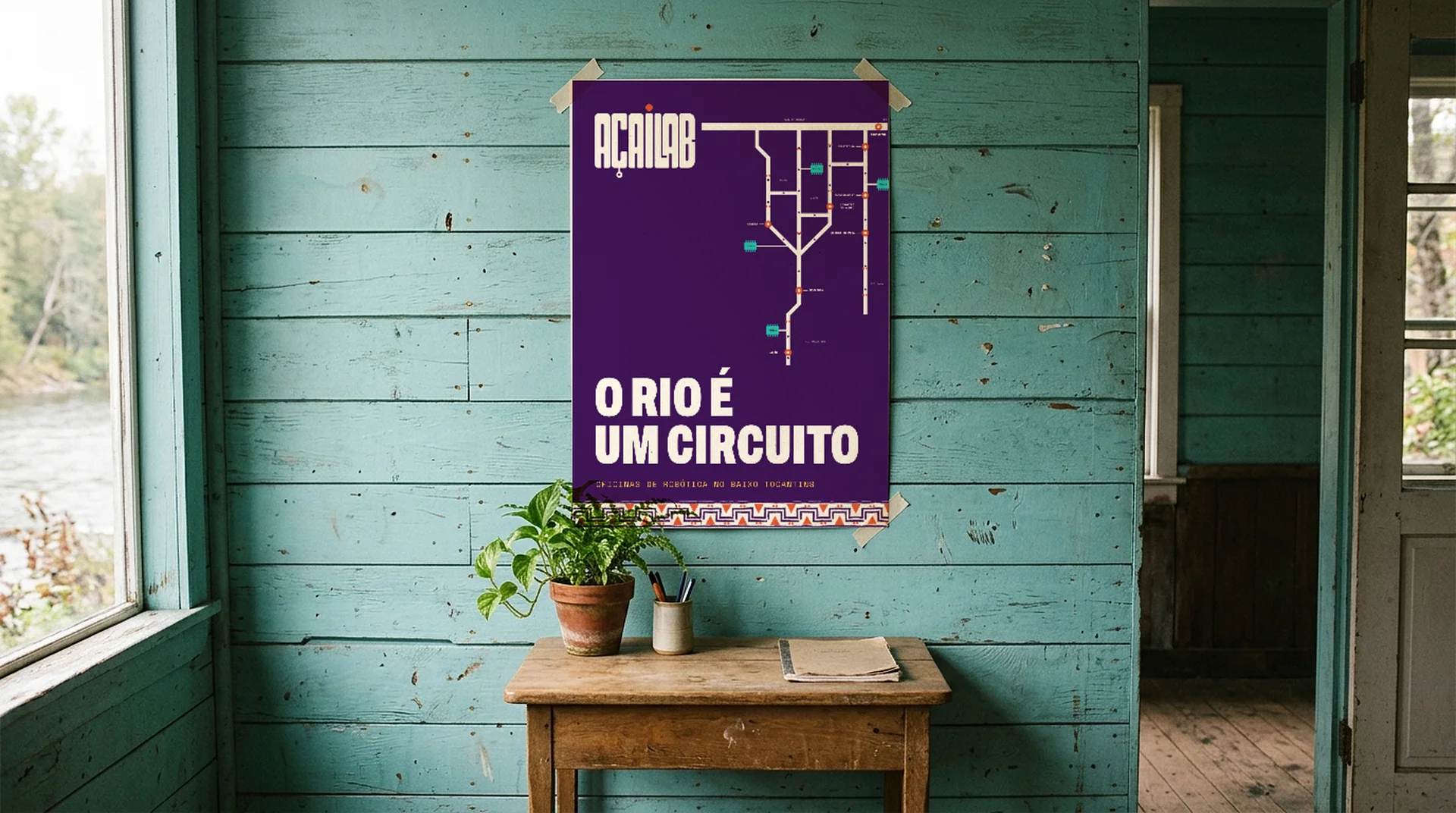 Cartaz na parede da sala