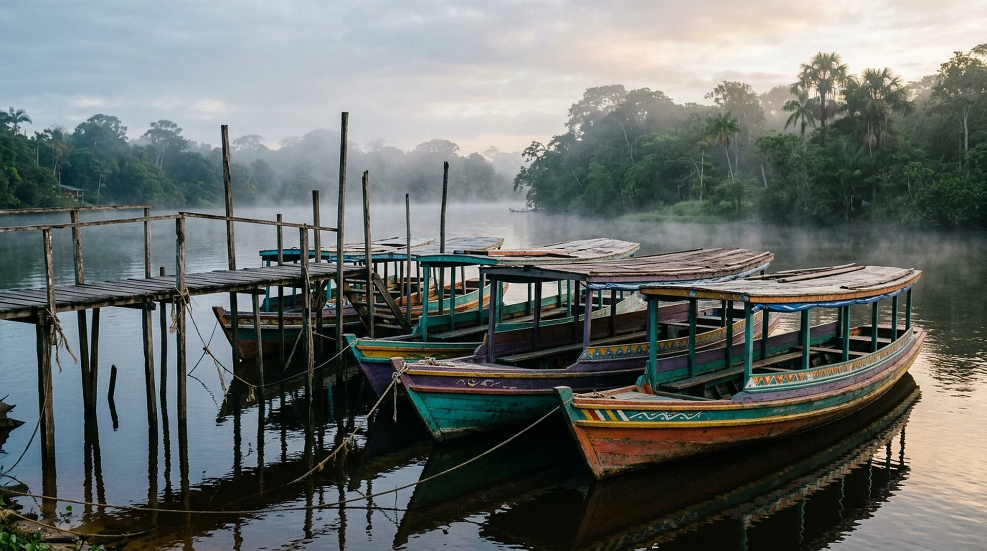 Barcos coloridos no trapiche
